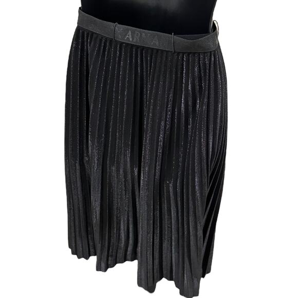 A|X ARMANI EXCHANGE Metallic Pleated Belted Midi Skirt - Picture 8 of 10